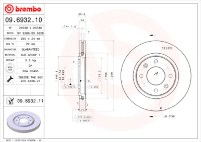 Conjunto de discos de freio BREMBO 09.6932.10