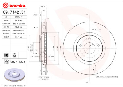 BREMBO 09.7142.31 Conjunto de discos de freio