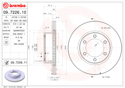 Conjunto de discos de freio BREMBO 09.7226.10