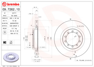 Conjunto de discos de freio BREMBO 09.7262.10