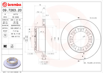 Conjunto de discos de freio BREMBO 09.7263.20