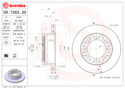 BREMBO 09.7263.30 Conjunto de discos de freio