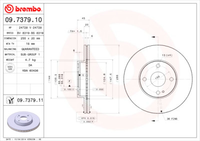 Conjunto de discos de freio BREMBO 09.7379.10