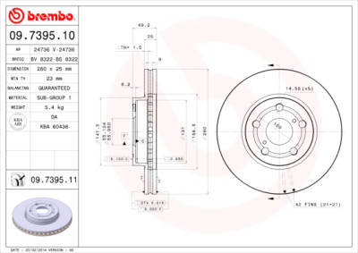 Conjunto de discos de freio BREMBO 09.7395.10