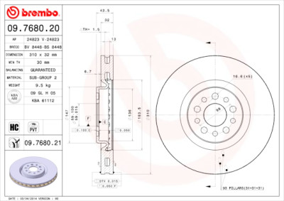 Disco de freio COATED DISC LINE 09.7680.21