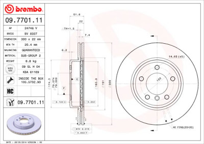 Jogo de discos de freio BREMBO COATED DISC LINE 09.7701.11