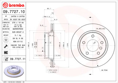 Conjunto de discos de freio BREMBO 09.7727.10