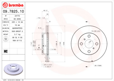 Conjunto de discos de freio BREMBO 09.7825.10
