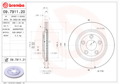 Conjunto de discos de freio BREMBO 09.7911.20