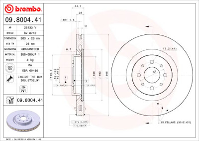 Jogo de discos de freio BREMBO COATED DISC LINE 09.8004.41