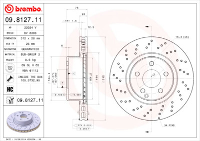 Jogo de discos de freio BREMBO COATED DISC LINE 09.8127.11