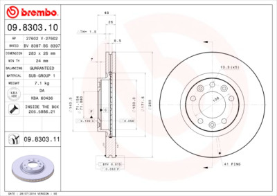 Conjunto de discos de freio BREMBO 09.8303.10