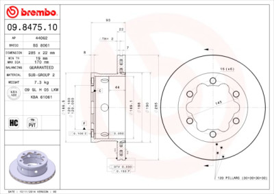 Conjunto de discos de freio BREMBO 09.8475.10