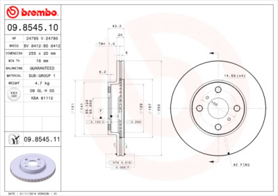 Conjunto de discos de freio BREMBO 09.8545.10