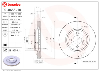 Conjunto de discos de freio BREMBO 09.8655.10