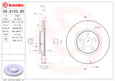 Jogo de discos de freio BREMBO 09.9133.80