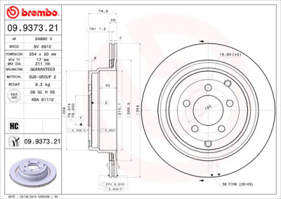 Jogo de discos de freio BREMBO COATED DISC LINE 09.9373.21