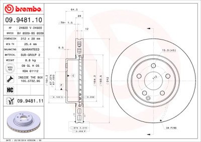 Jogo de discos de freio BREMBO COATED DISC LINE 09.9481.11