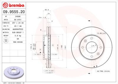 Conjunto de discos de freio BREMBO 09.9555.20