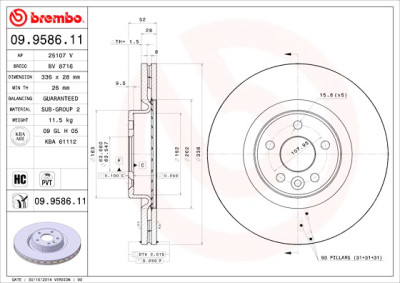 Jogo de discos de freio BREMBO COATED DISC LINE 09.9586.11