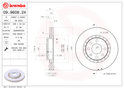 Conjunto de discos de freio BREMBO 09.9608.24