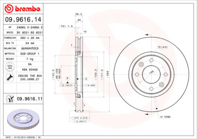 Conjunto de discos de freio BREMBO 09.9616.14