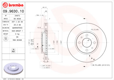 Conjunto de discos de freio BREMBO 09.9630.10