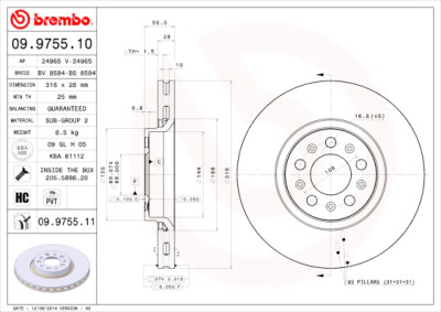 Jogo de discos de freio BREMBO COATED DISC LINE 09.9755.11