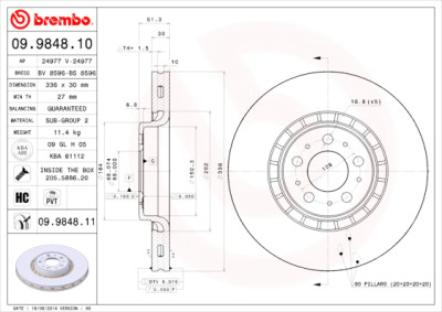 Conjunto de discos de freio BREMBO 09.9848.10