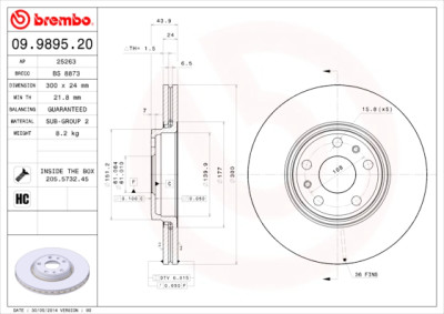 Jogo de discos de freio BREMBO 09.9895.20