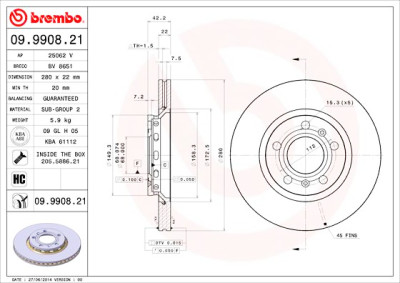 Jogo de discos de freio BREMBO COATED DISC LINE 09.9908.21