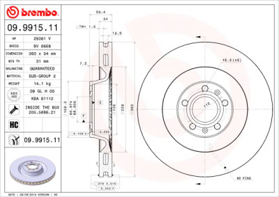 Jogo de discos de freio BREMBO COATED DISC LINE 09.9915.11