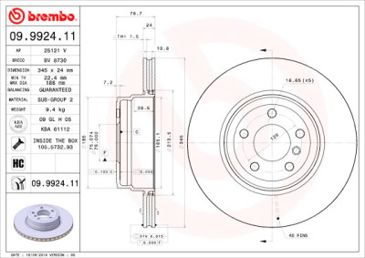 Jogo de discos de freio BREMBO COATED DISC LINE 09.9924.11