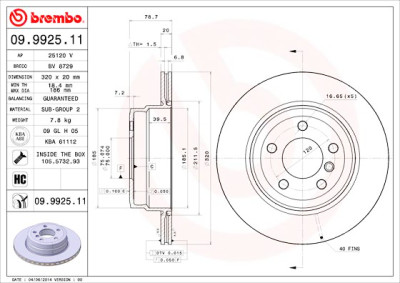 Jogo de discos de freio BREMBO COATED DISC LINE 09.9925.11