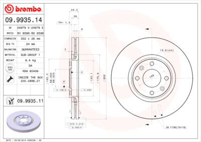 Jogo de discos de freio BREMBO COATED DISC LINE 09.9935.11