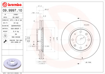 Jogo de discos de freio BREMBO 09.9997.10