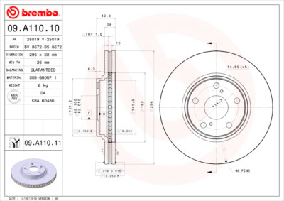 Conjunto de discos de freio BREMBO 09.A110.10