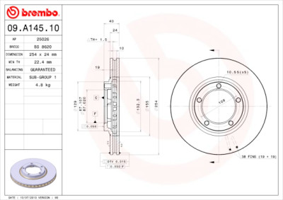 Conjunto de discos de freio BREMBO 09.A145.10
