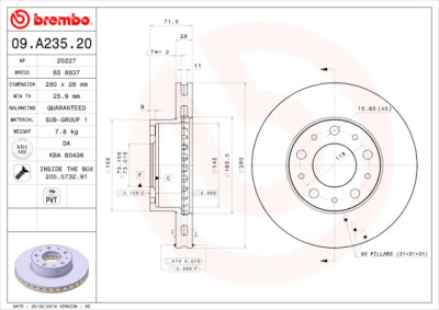 Conjunto de discos de freio BREMBO 09.A235.20