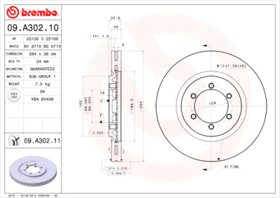 Conjunto de discos de freio BREMBO 09.A302.10