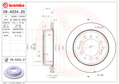 Conjunto de discos de freio BREMBO 09.A334.20