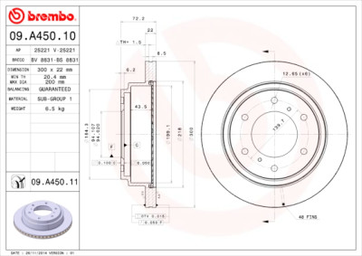 Jogo de discos de freio BREMBO COATED DISC LINE 09.A450.11