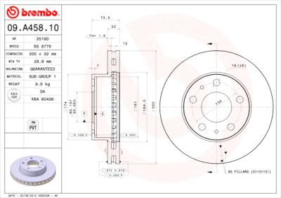 Conjunto de discos de freio BREMBO 09.A458.10