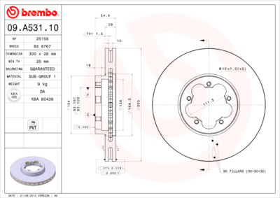 Conjunto de discos de freio BREMBO 09.A531.10