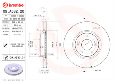 Conjunto de discos de freio BREMBO 09.A532.20