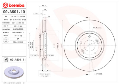 Conjunto de discos de freio BREMBO 09.A601.10