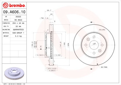 Conjunto de discos de freio BREMBO 09.A606.10