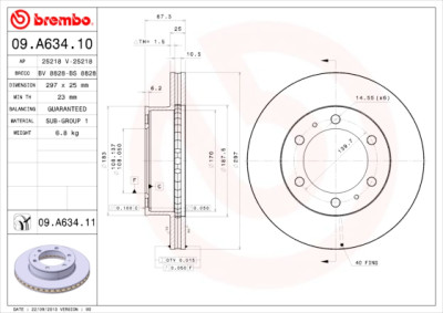 Conjunto de discos de freio BREMBO 09.A634.10