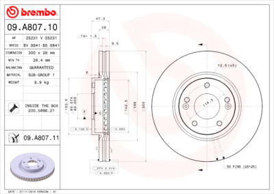 Disco de freio BREMBO 09.A807.11