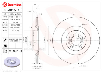Conjunto de discos de freio BREMBO 09.A815.10